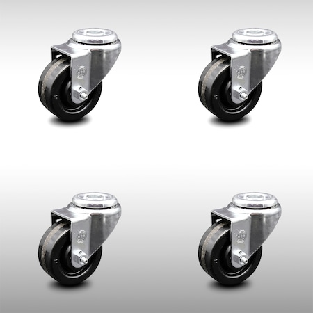 Service Caster 3.5 Inch SS Phenolic Wheel Swivel Bolt Hole Caster Set SCC-SSBH20S3514-PHS-4